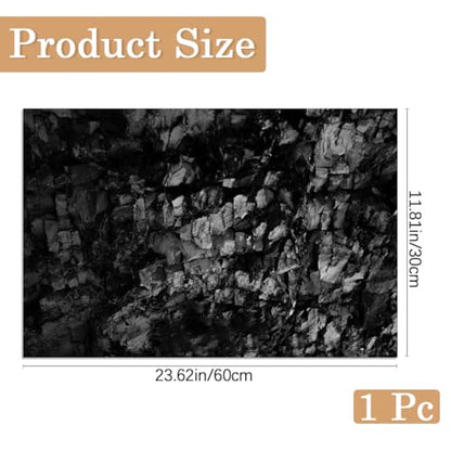 CREATCABIN Stone Aquarium Background Black Fish Tank Poster Self Adhesive PVC Plastic Waterproof Underwater Rock Texture Terrarium Backdrop Decal Background for Fish Tank Decoration 23.6 x 11.8 inch