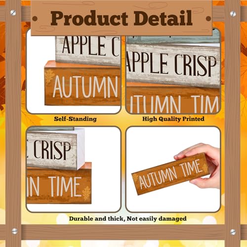 Lineshading 4 Pcs Thanksgiving Decoration for Home Wooden Maple Leaf Fall Tiered Tray Decor Thanksgiving Centerpiece Rustic Decorative Maple Leaf Block Signs Gift Farmhouse Autumn Decoration for Home - style: Autumn Maple Leaf