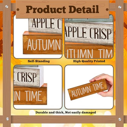 Lineshading 4 Pcs Thanksgiving Decoration for Home Wooden Maple Leaf Fall Tiered Tray Decor Thanksgiving Centerpiece Rustic Decorative Maple Leaf Block Signs Gift Farmhouse Autumn Decoration for Home - style: Autumn Maple Leaf