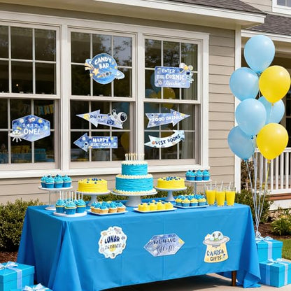 20PCS Outer Space Party Decorations Signs Sapceship Rocket Astronaut Directional Signs Blue Solar System Cutouts Yard Outdoor Wall Road Sign for Outer Space Birthday Baby Shower Decors Party Supplies Photo Props - style: Outer Space