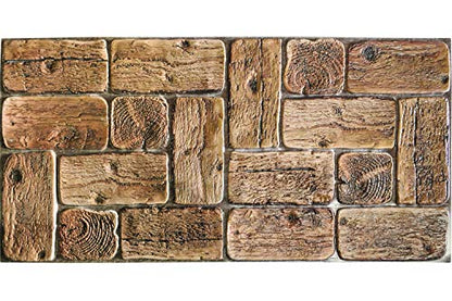 Dundee Deco Brown Faux Logs PVC 3D Wall Panel, 3.2 ft X 1.6 ft (96 cm X 48cm), Interior Design Wall Paneling Decor, Sample 9 in X 9 in - size: 9" x 9"
