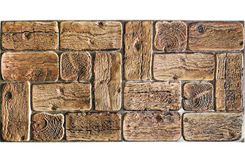 Dundee Deco PG7020-5 Brown Faux Logs PVC 3D Wall Panel, 3.2 ft X 1.6 ft (96 cm X 48cm), Interior Design Wall Paneling Decor, 5.12 sq. ft. (0.46sq. m) Each, Pack of 5 - size: 38" x 19", Pack of 5