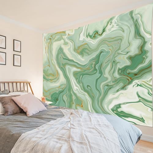 SCECALA Sage Green Marble Tapestry Abstract Green Gold White Swirl Marble Texture Wall Tapestry Modern Watercolor Wall Hanging for Bedroom Living Room Teen Dorm Party Home Decor 92.5x70.9 Inch - color: Sage Green, size: 70.9"L x 92.5"W
