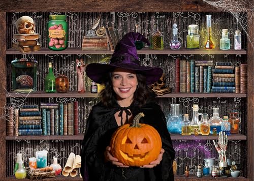 Mad Scientist Laboratory Backdrop for Halloween Magic School Background Spooktakular Creepy Skull Poison Apothecary Witch Kitchen Hallowmas Party Banner (10x8FT(120x96 inch)) - size: 10x8FT(120x96 inch)