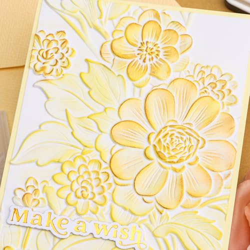 Briartw Blooming Flowers Texture Template 3D Embossing Folder for Card Making Adding Textured Detail to Paper Crafting 6.3x4.5inch Clear Texture Plate Perfect for Heavyweight Cardstock (≥250gsm/92lb) - color: Blooming Flowers B