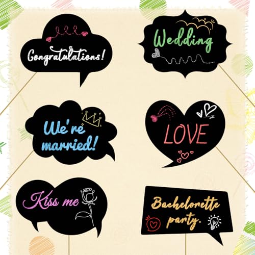 Konsait 24 PCS Large Blank Photo Booth Props, Writable Chalkboard Black Cards Make Your Own Photo Props Wedding Photo Booth Props Birthday DIY Photo Booth Picture Props