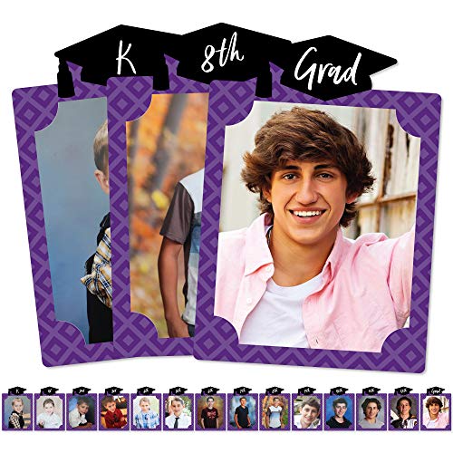 Big Dot of Happiness Purple Grad K-12 School Photo Display Frame - 8x10 inch Graduation Memory Wall, Professional Photo Holder Set, DIY Graduation Party Decorations, Picture Display Board - color: Purple Grad - Picturific Display