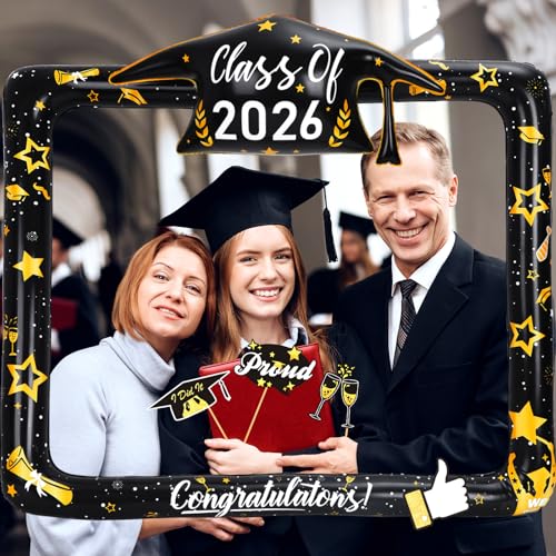 2026 Graduation Photo Booth Props Set Including Inflatable Photo Booth Frame and 20 Pcs Graduation Photo Props for Graduation Decorations Graduation Party Favors Supplies