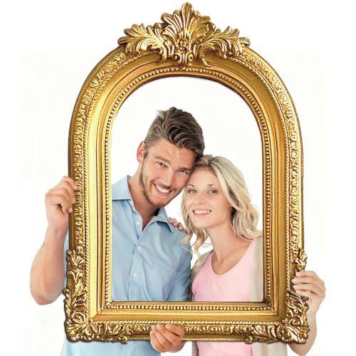 32 x 24 Inch Foam Board Photo Booth Props Wonderland Golden Photography Decor Creative Friends Party Selfie Photo Frame Gold Vintage Prop for Wedding Birthday Bridal Shower Bachelorette Party Supplies