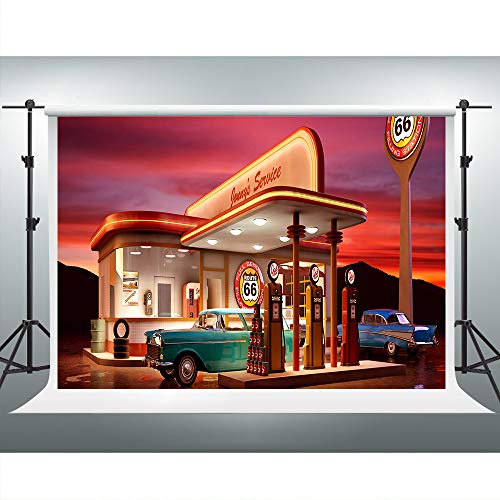 50s Backdrop for Photography 1950s Retro Background Vintage Car Backdrop 7x5ft Party Decor Banner Photo Studio Photography Props - size: 7x5 FT