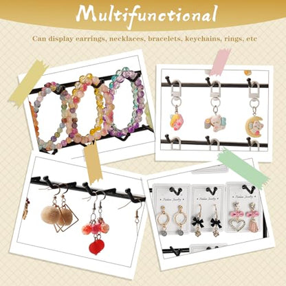 Earring Display Stand for Selling, 4 Tier Wooden Base Earring Rack Tower Display Holder Stand (24 Hooks, Black) - color: Black