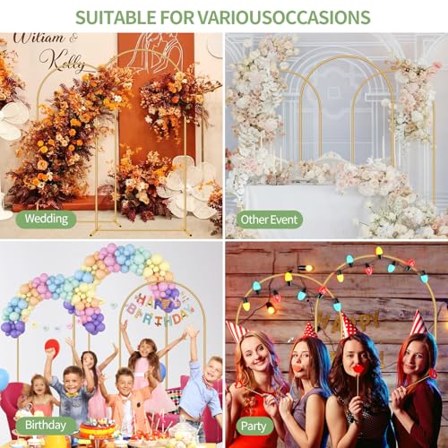 Metal Arch Backdrop Stand 7.2FT+6FT Wedding Arch Backdrop Stand Set of 2 Gold Arch Backdrop Stand for Valentines Day Party Wedding Ceremony Baby Shower Birthday Floral Balloon Decration - size: 6ft + 7.2ft Stand Set