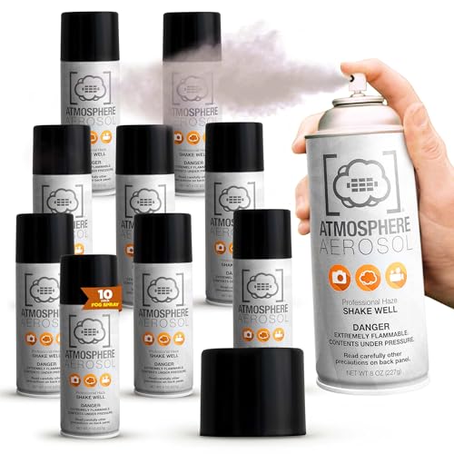 10 Pack Atmosphere Aerosol Haze/Fog Spray for Photography - Safe & Portable Mini Fog Machine Alternative - Smoke and Light Ray Effects Maker for Indoor and Outdoor, No Battery - Made in The USA - size: 10