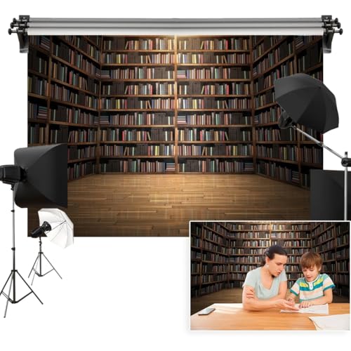 6x4ft Bookshelf Backdrop Vintage Wooden Bookshelve Library School Collection Classic Books Minimalist Photography Background Birthday Conference Graduation Studio Photo Props Polyester - size: 6x4ft-polyester
