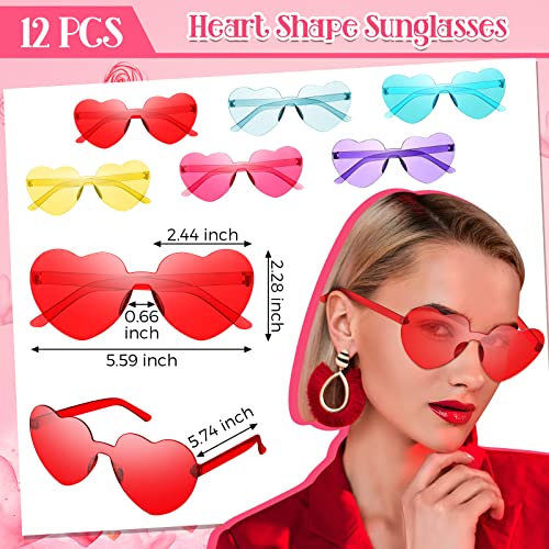 MTLEE 24 Pcs Valentines Heart Head Boppers Headbands and Heart Shape Sunglasses Valentines Party Supplies Wedding Photo Prop - color: Red With Multicolored