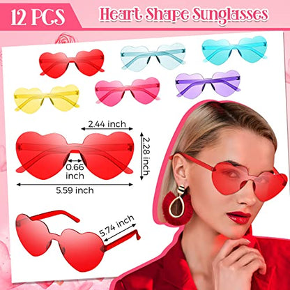 MTLEE 24 Pcs Valentines Heart Head Boppers Headbands and Heart Shape Sunglasses Valentines Party Supplies Wedding Photo Prop - color: Red With Multicolored