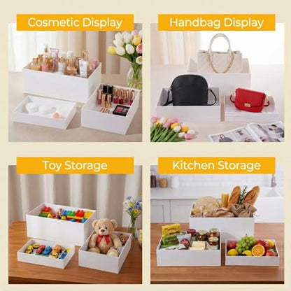 3 Pack Extra Large Acrylic Buffet Risers - 14”, 12”, 10” White Display Stands with Hollow Bottoms, Cube Riser Boxes Nesting for Dessert Food Catering Buffet Display Party Supplies - color: White, size: 14”,12”,10”