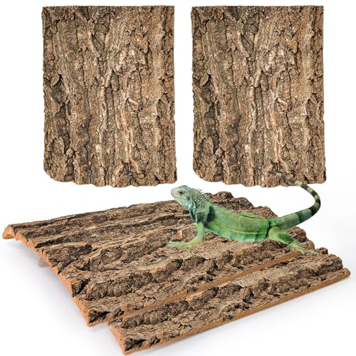 Hamiledyi Cork Terrarium Background 11.8x7.9in 4PCS Natural Reptile Cork Bark Flats Terrarium Board Bearded Dragon Climbing Wall Mat Tank Decor for Lizard Chamelon Snake Turtle Spider Crested Gecko - size: 4PCS-11.8x7.9in