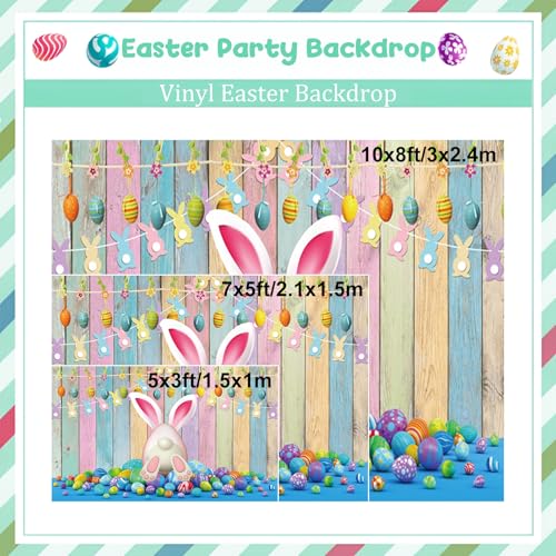 Yeele 5x3ft Easter Backdrop for Party Easter Eggs Photo Backdrop Colorful Wooden Plank Background for Photography Cartoon Celebration Party Table Banner Kids Birthday Baby Shower Wallpaper - color: 7, size: 5x3ft