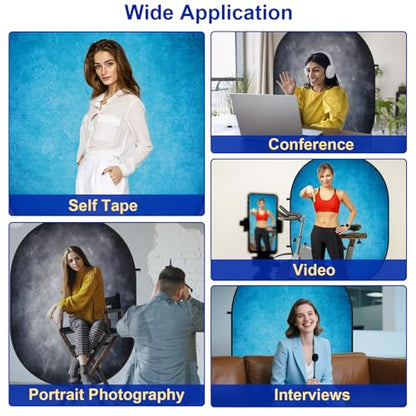 Kate 5x6.5ft Collapsible Backdorp Pop Up Backdorps,Double Sided Blue Screen and Gray Screen, 2 in 1 Collapsible and Reversible Background for Photography, YouTube Videos,and Live Streaming - color: Blue/Gray