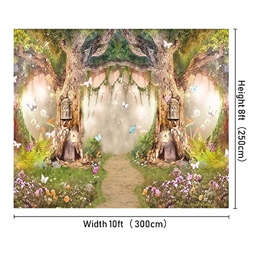 Leowefowa 10x8ft Vinyl 1st Birthday Backdrop Fairytale Forest Backdrop Enchanted Flower Baby Shower Photo Background for Party Newborn Baby Kids Photo Shoots Studio Props Photography Backdrops - size: 10x8ft