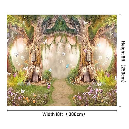 Leowefowa 10x8ft Vinyl 1st Birthday Backdrop Fairytale Forest Backdrop Enchanted Flower Baby Shower Photo Background for Party Newborn Baby Kids Photo Shoots Studio Props Photography Backdrops - size: 10x8ft