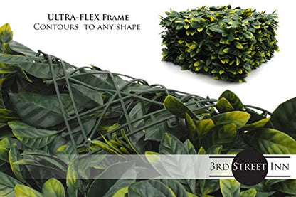 3rd Street Inn Artificial Hedge - Outdoor Artificial Plant - Great Boxwood and Ivy Substitute - Sound Diffuser Privacy Fence Hedge - Topiary Greenery Panels (12, Laurel) - color: Laurel
