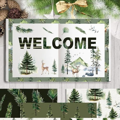 Double Sided Christmas Scrapbook Paper - 24 Sheets Christmas Tree Green Nature Woodland Forest Patterned Holiday Specialty Scrapbooking Paper Packs for Card Making Art Craft Photo Album - color: Green Christmas Tree
