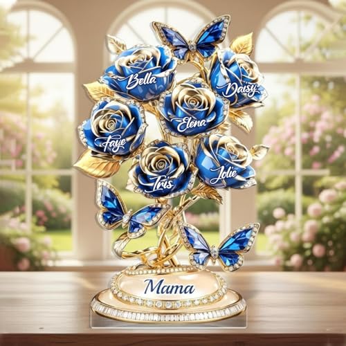 LOVELYPOD Personalized Mom 2D Acrylic Plaque, Custom Shape Rose Tree Holds A Piece Of Your Heart, Mom Birthday Gifts, Mothers Day Gift for Mama, Grandma, Mama Gifts from Kids, Gift for Family - color: Design #1