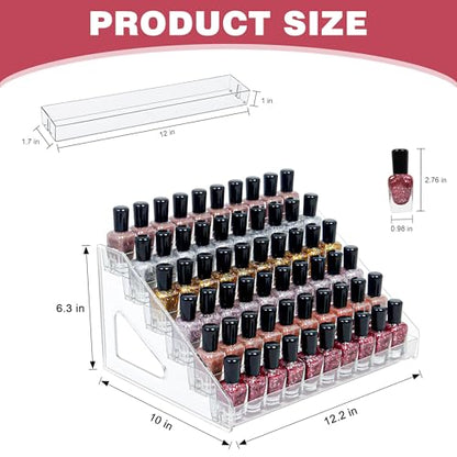 6-Tier Clear Acrylic Nail Polish Storage, Holds 48-96 Bottles, Multi-Purpose Nail Polish Rack, Sunglasses, Essential Oils and Cosmetics - size: 6-Tier