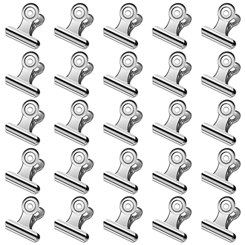 30 Pack Small Bull Clips 0.87 Inch Mini Metal Hinge Clips Binder Paper Hinge Clip for Office, Home, School, Shops, Silver, 22mm - color: Silver, size: 22mm