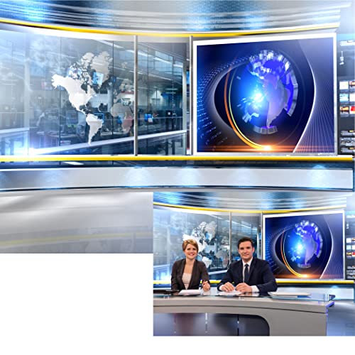 Fabric 7x5ft News Broadcast Backdrop TV Show News-Television Hall Interior Scene Photograohy Background Record News Report Business Study Backdrop Host Portrait Studio Props - size: 7x5FT