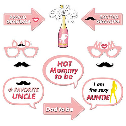 It's a Girl Photo Booth Prop (53Count), Konsait Baby Shower Pink Lovely Baby Bottle Masks Photobooth Props with Sticks for Baby Shower Accessories Newborn Girl Gift Party Favor Supplies Ideas
