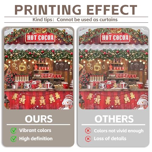 Fabric 10x8ft Christmas Hot Cocoa Bar Photography Backdrop Candy Shop Winter Snowman Scene Xmas Tree Chocolate Background Kids Family Party Decorations Photo Props - size: 10'x8'