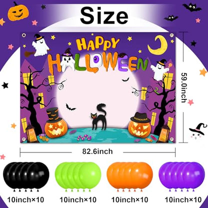 Halloween Photo Booth Props for Party Decorations Kit Photo Backdrop 7x5ft Happy Halloween Backdrops Kids Photoshoot Banner Scene Setter