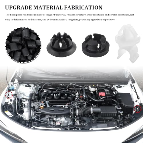 3PCS Hood Prop Rod Clip, Car Hood Support Prop Rod Holder Clips, 91503-SS0-003 Hood Rod Grommet Clamp, Vehicle Engine Hood Stay Retainer Clips Replacement for Honda Accord Odyssey