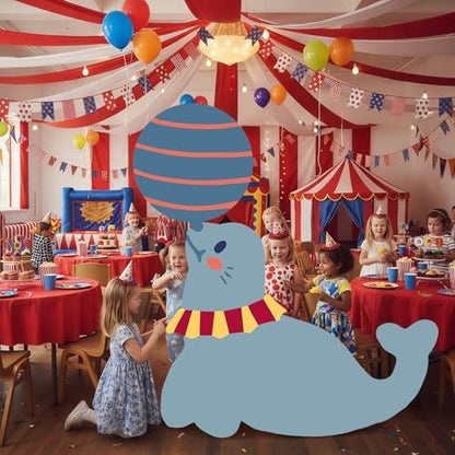 Colingmill Carnival Circus Party Decoration 3ft Circus Theme Birthday Party Supplies Seal Show Cardboard Cutout Standup Photo Booth Backdrop Props Life Size for Birthday Carnival Game Weddings Events - style: Seal Show