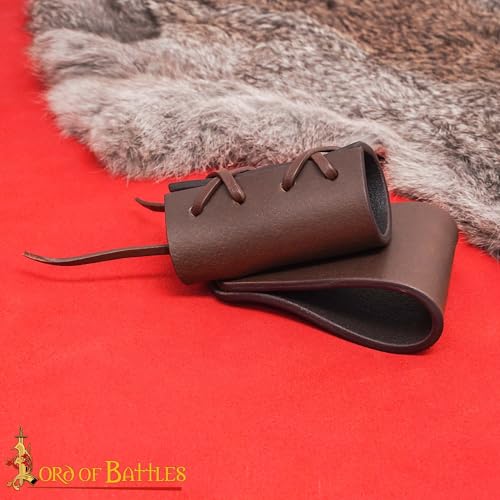 Lord of Battles Medieval Genuine Leather Axe Frog | Axe Holster with Belt Loop | Waist Holder for Axes, Tools - color: Dagger Holster - Brown