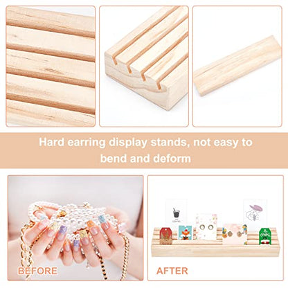 NBEADS Natural Wood Earring Display Stands, 4 Slots Jewelry Earring Display Holder Wood Earring Card Holder Jewelry Organizer Stand Jewelry Retail Display for Selling, 12.2×3" - color: Wooden- L.W.Thi: 12.2x3.03x1.18"