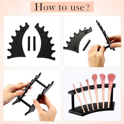 Lincia 10 Pack Pen Display Stand, 6 Slots Plastic Pen Holder, Display Eyebrow Makeup Brush Rack Organizer for School Office Supplies, 2 Style(Black) - color: Black