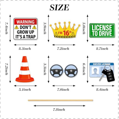 16th Party Photo Booth Props, Drivers License Theme 17th 18th New Driver Birthday Decorations for Boys Girls 20Pcs