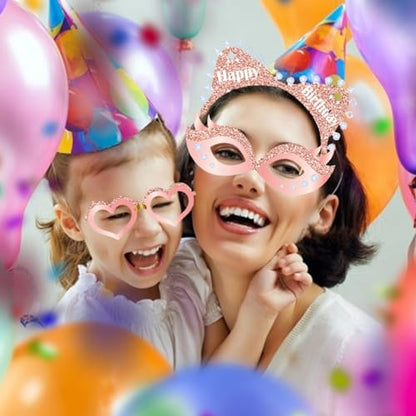 33 Pcs Rose Gold Photo Booth Props, Happy Birthday Table Centerpieces & Party Favor Supplies for Women's Birthday Celebration Decorations