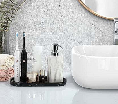 Luxspire Bathroom Vanity Tray Kitchen Soap Tray, Oval Toilet Tank Tray, Bathroom Countertop Organizer Tray for Jewelry Perfume Soap Dispenser Candle - 9.8 Inch, Matte Ink Black - color: Ink Black, style: Small