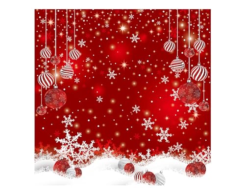 Allenjoy 6 x 6 FT Red Christmas Sparkle Bokeh Snowflakes Photography Background Xmas Party Decor Backdrop for Photo Studio Prop Supplies - size: 72 x 72 in