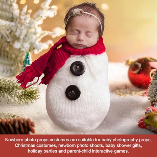 Newborn Christmas Photo Shoot Set Fashion Knitted Clothes baby Photography Prop - color: White