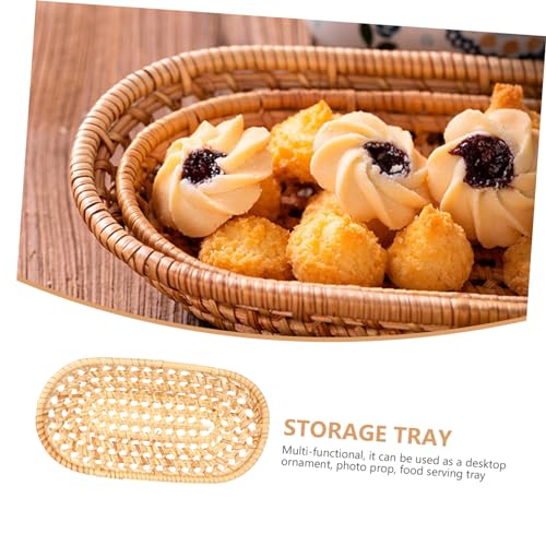 Rattan Woven Tray Decorative Food Serving Plate for Towels Storage Basket for Home Decor Photography Prop Versatile Rattan Decor Basket