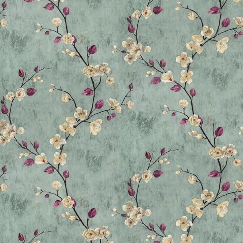 SOON AFTER 17.5”x120” Floral Peel and Stick Wallpaper Flower Tree Contact Paper Self Adhesive Removable Modern Sage Green Wall Paper Decorative Wall Covering Countertop Vinyl Film Roll - color: Green, size: 17.5" x 120"