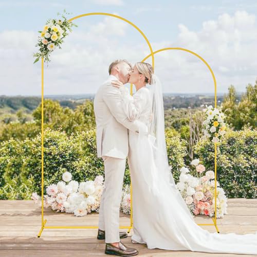 MODFUNS Metal Arch Backdrop Stand and Cover 6&7.2ft Baby Blue Glitter Arch Cover Set of 2 Gold Arch Stand with Covers Double Sided Sequins Arch Covers for Wedding Ceremony Birthday Party Decoration - color: Light Blue, size: 6&7.2FT-Set