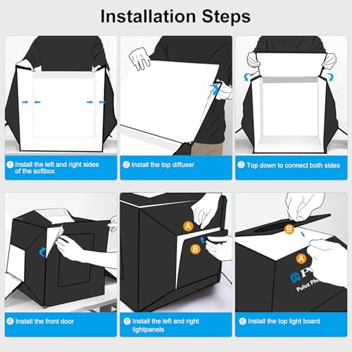 PULUZ 16x16 Inch Upgrade Photo Studio Light Box, Professional Dimmable Shooting Tent with 480 LED Lights & 4 PVC Backdrops, Portable Softbox for Jewelry, Small Product Photography - size: Upgraded-16*16 inch