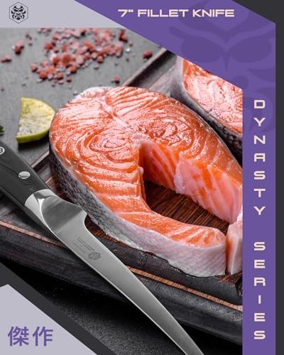 KESSAKU Fillet Knife - 7 inch - Dynasty Series - Flexible - Razor Sharp - Forged ThyssenKrupp German High Carbon Stainless Steel - Boning, Trimming, Skinning - G10 Garolite Handle with Blade Guard - style: 7" Fillet